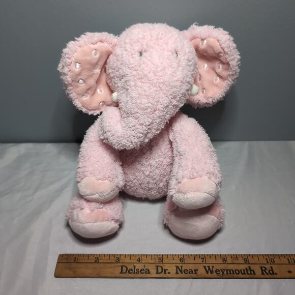 Hallmark Rosebud Elephant Plush Pink Sherpa Polka Dot Ears Very Soft Stuffed Toy - Picture 11 of 16